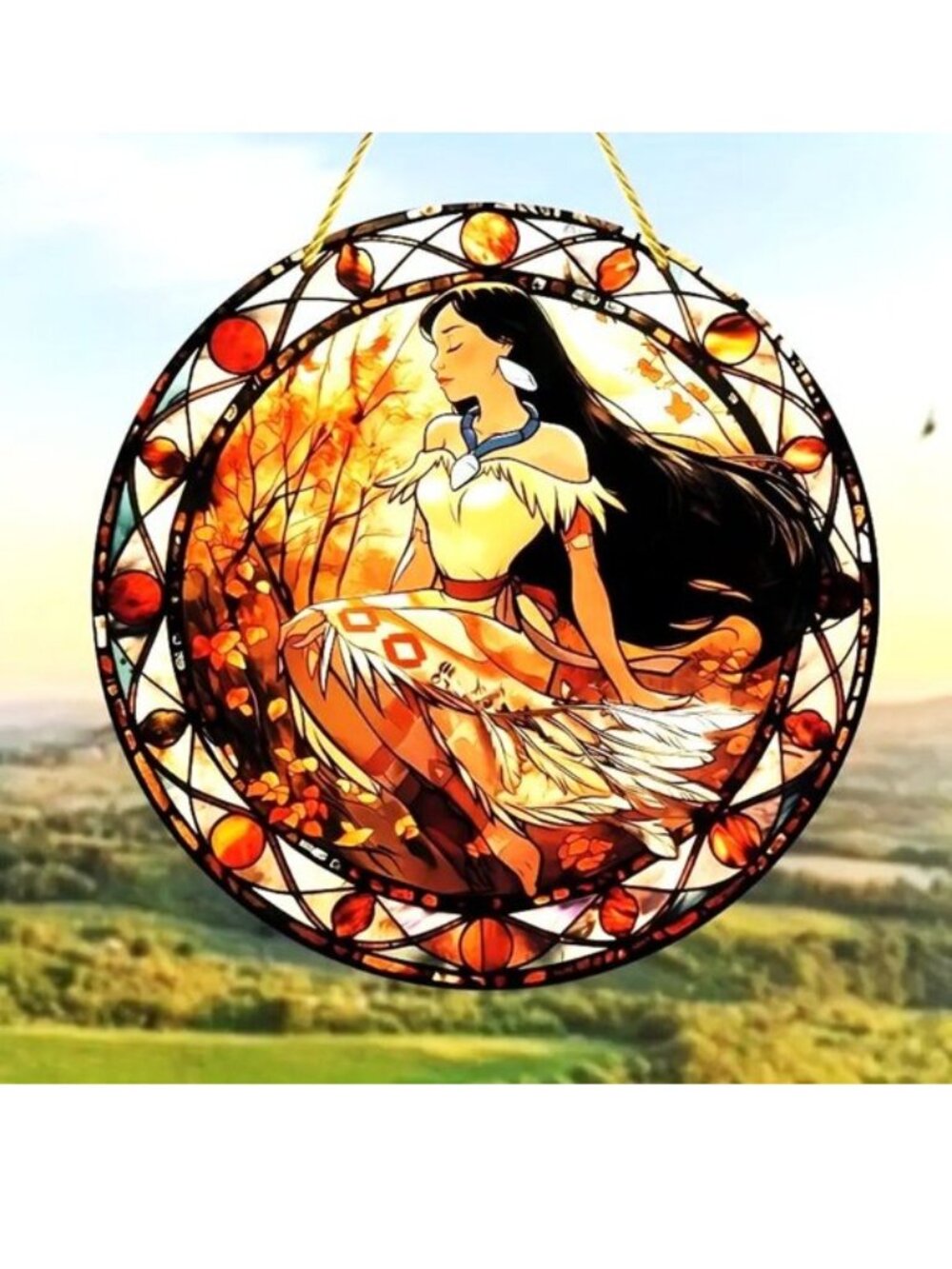 Suncatcher Pocahontas Disney Hanging Window Decor Colorful Garden Parks Indian